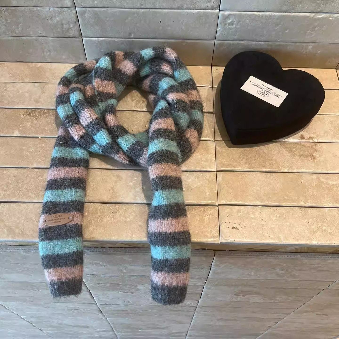 Y2K Knit Striped Long Scarf - Modomu