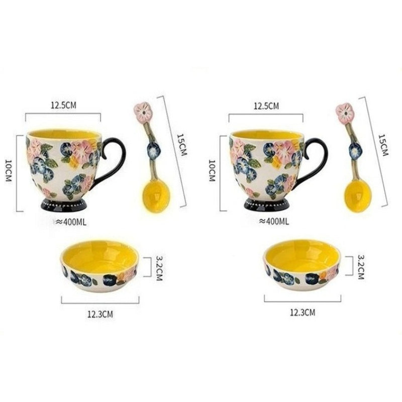 Embossed Floral Breakfast Mug