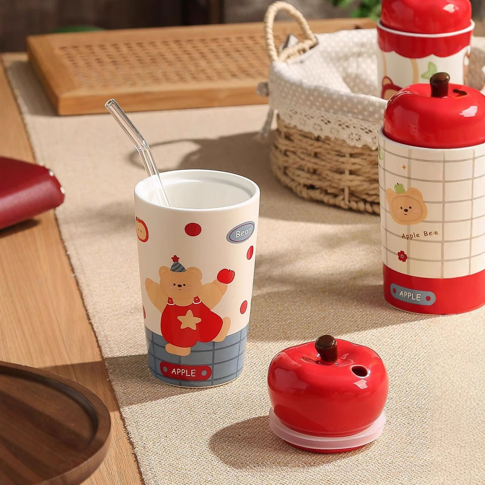 Ceramic Mug With Lid Straw