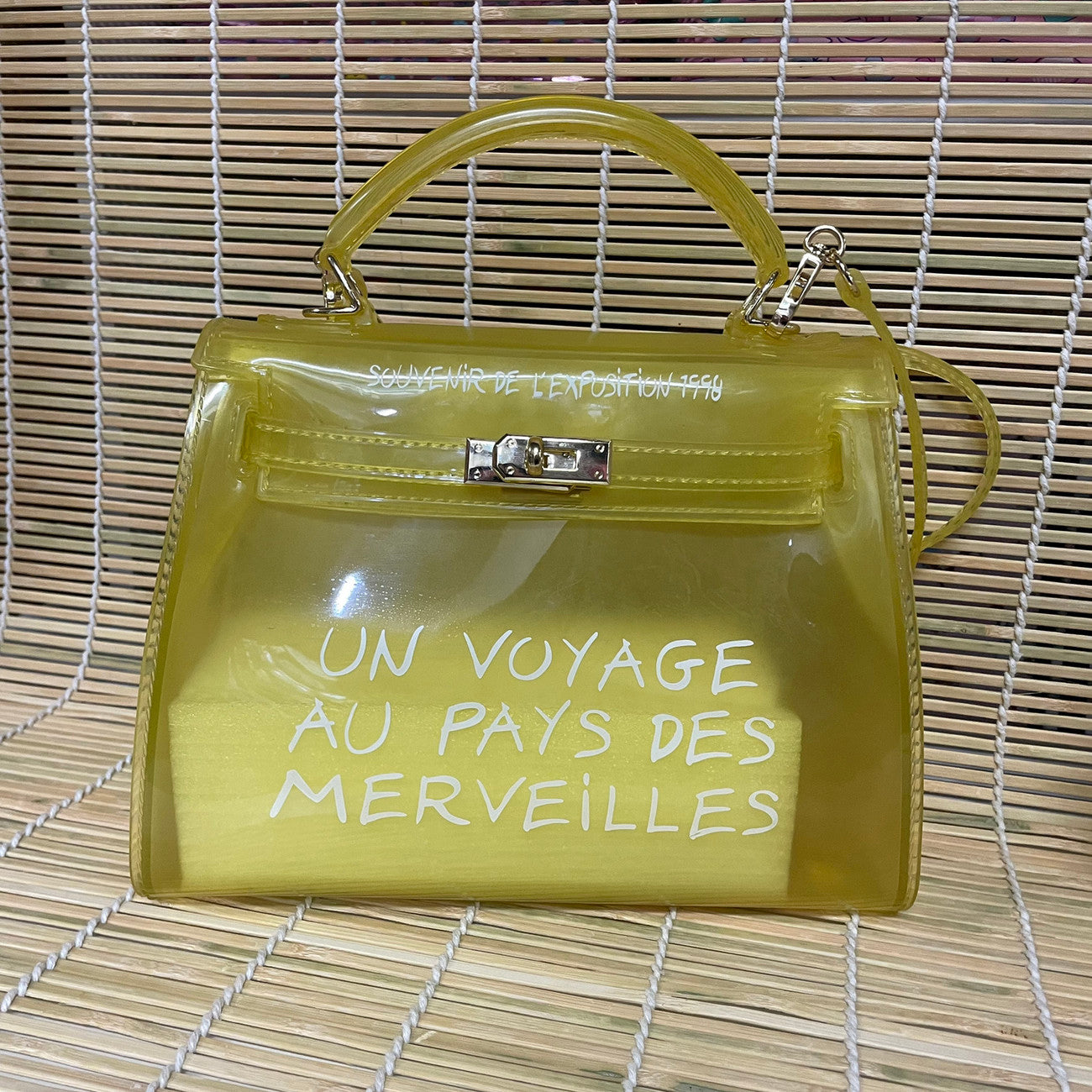 Script Jelly Top Handle Bag