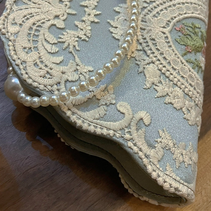 French Lace Pearl Evening Bag