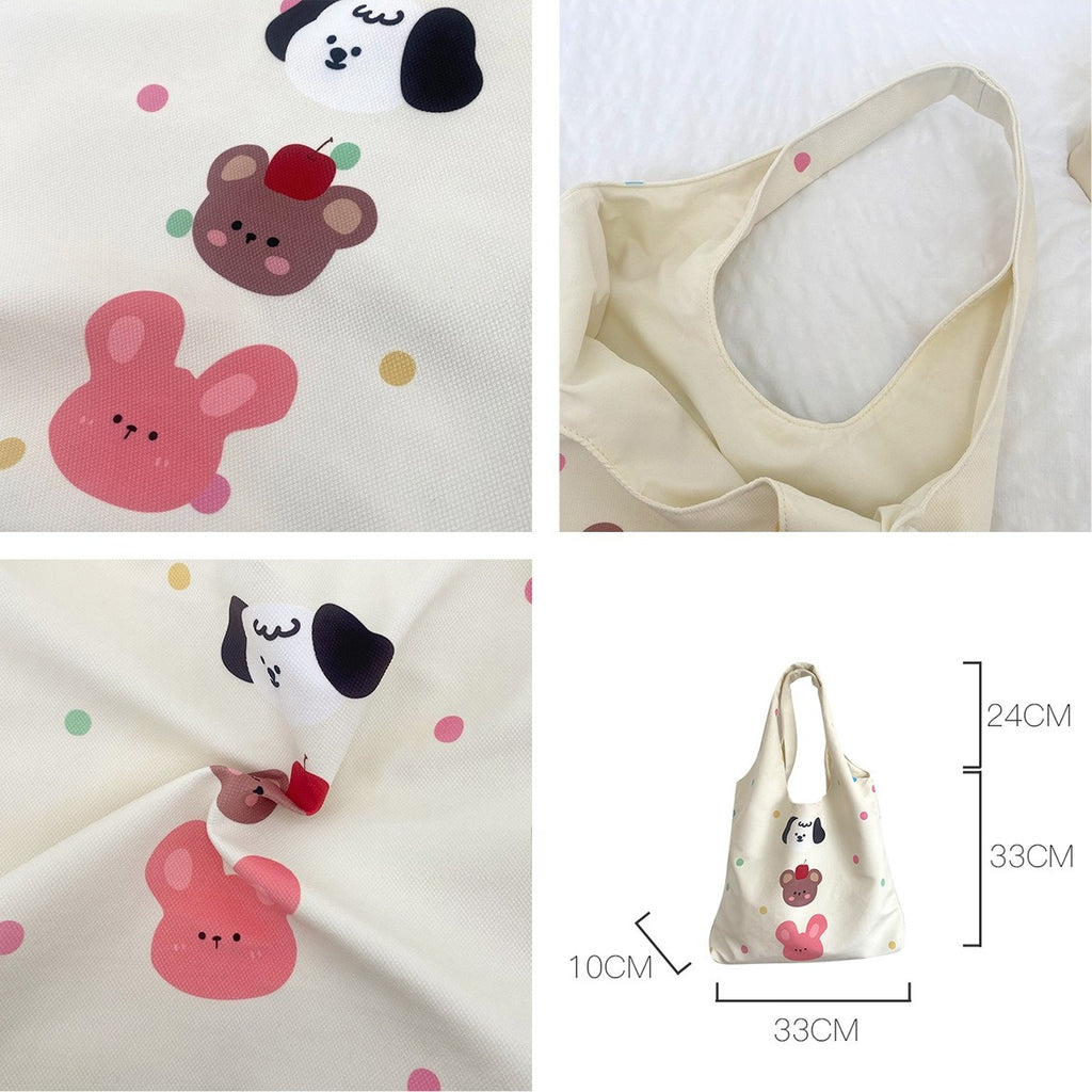 Cartoon Flocking Shoulder Tote