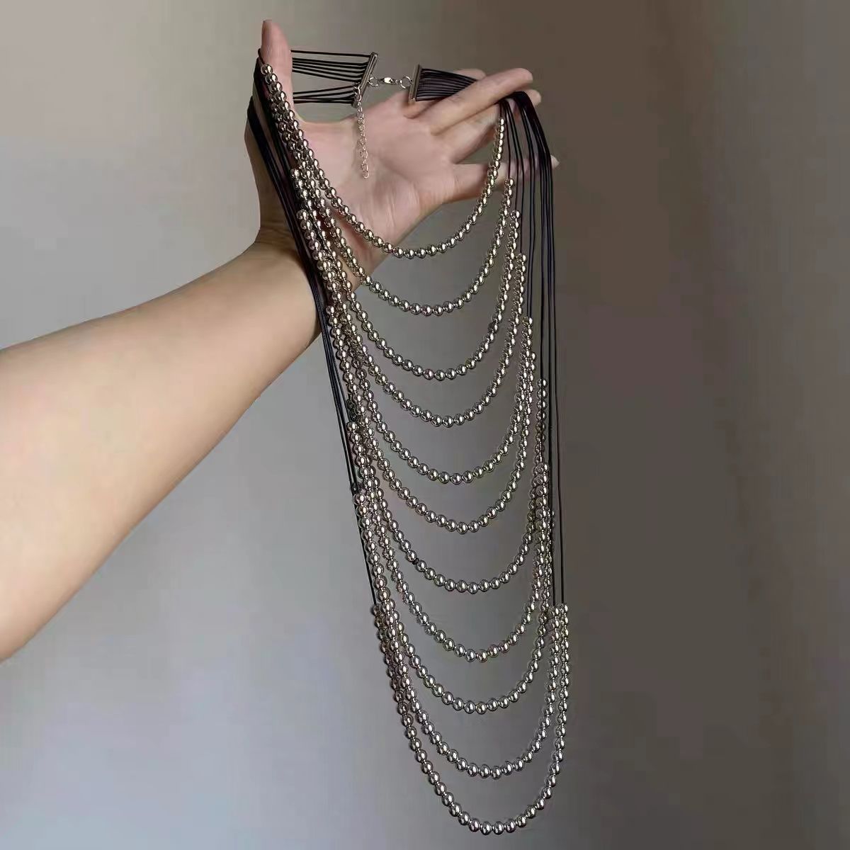 Layered Beaded Statement Necklace