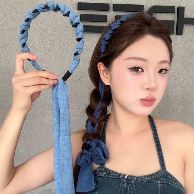 Denim Ribbon Twist Headband