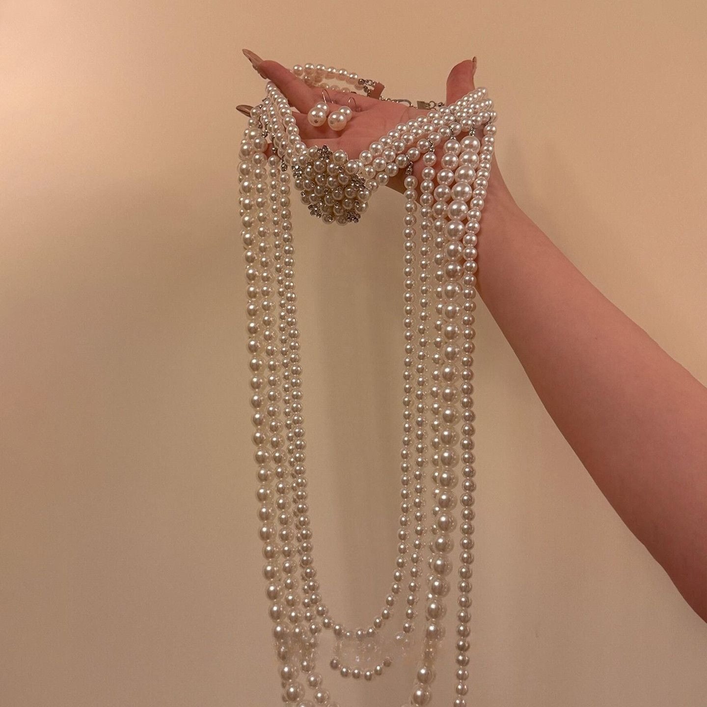 Layered Beaded Necklace Earring Set - Modomu