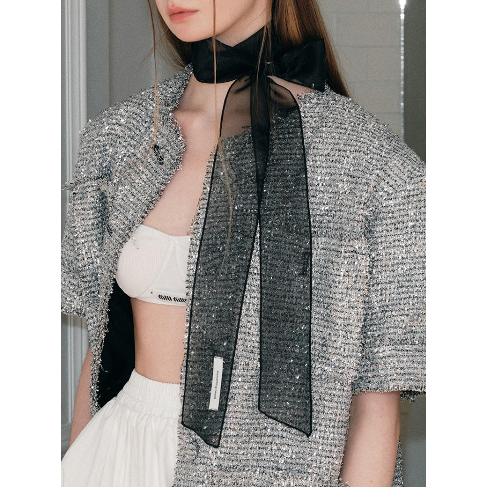 Pearlescent Organza Narrow Scarf - Modomu