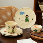 Retro Girl Ceramic Tableware Set - Modomu