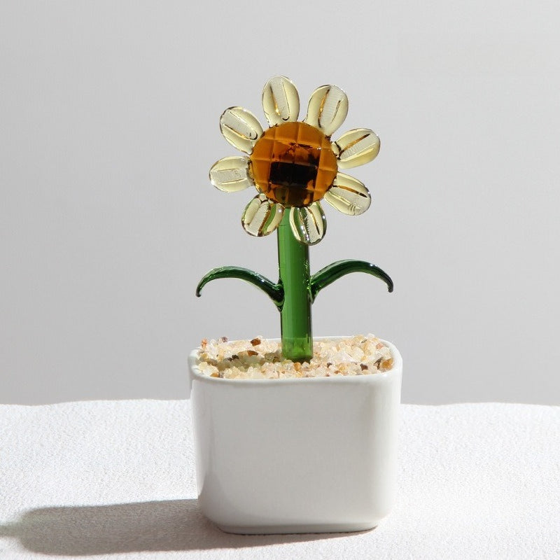 Glazed Cactus Glass Desk Ornament
