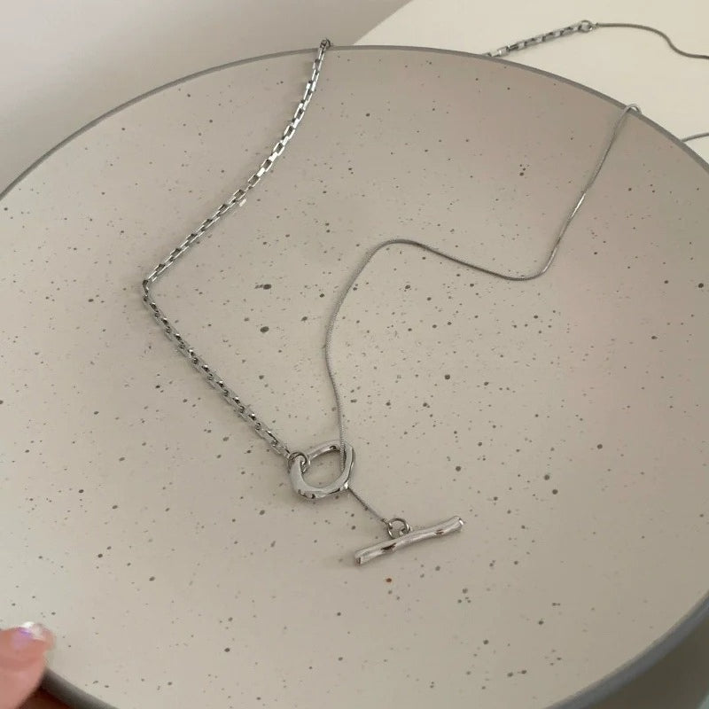 Silver OT Buckle Necklace