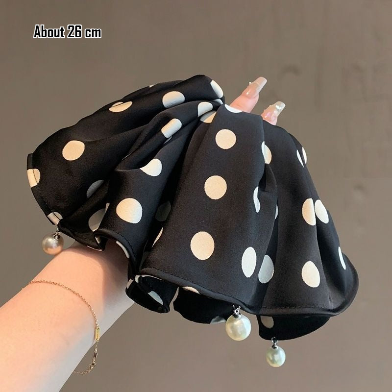 Polka Dot Satin Scrunchie