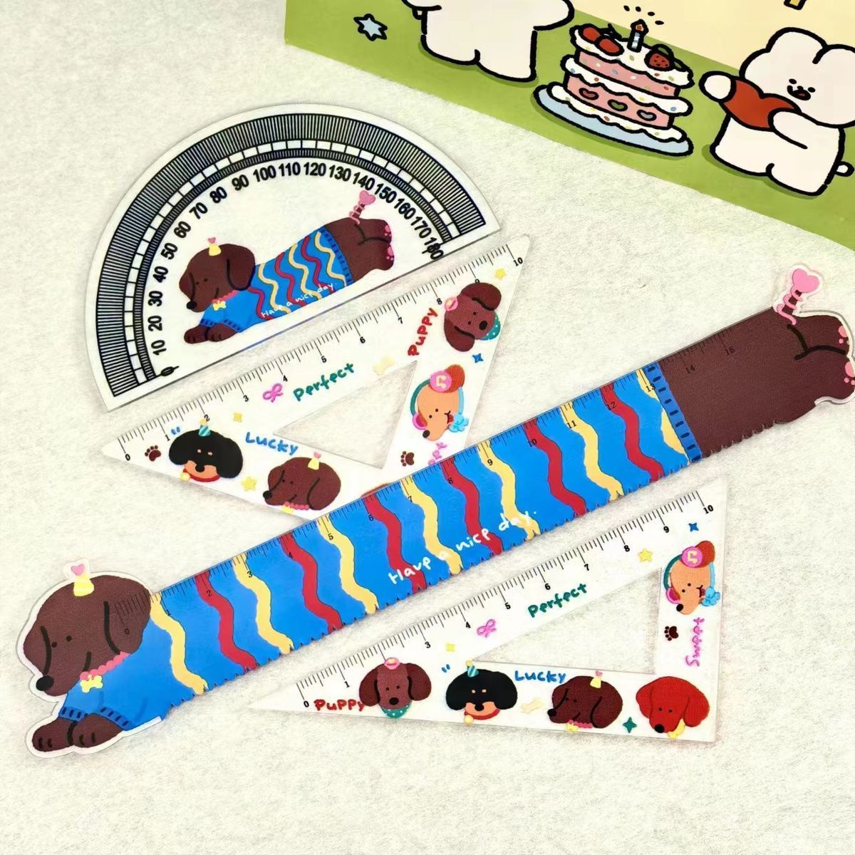 Cartoon Dog Acrylic Ruler Set - Modomu