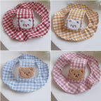 Bear Patch Gingham Pet Hat