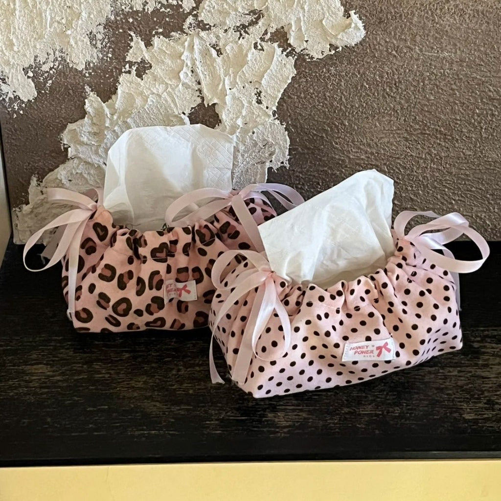 Leopard Print Drawstring Tissue Box