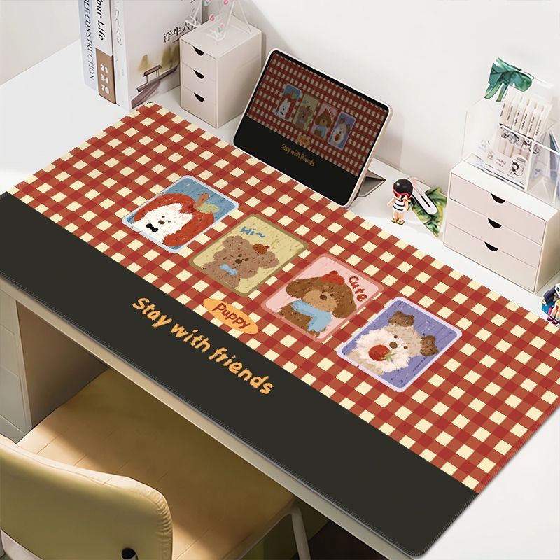 Retro Checkered Kitten Mouse Pad