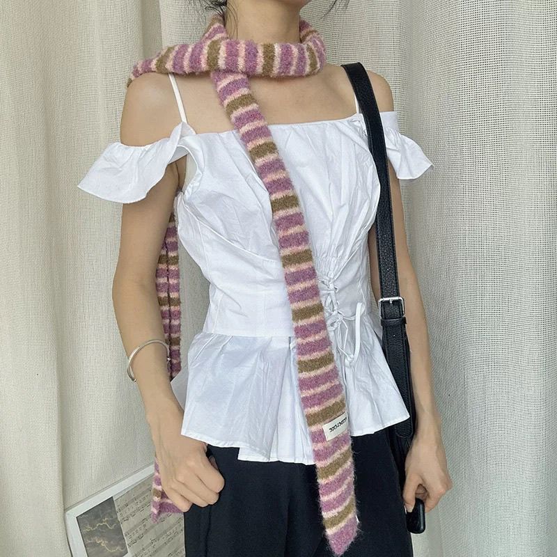 Striped Long Decorative Scarf - Modomu