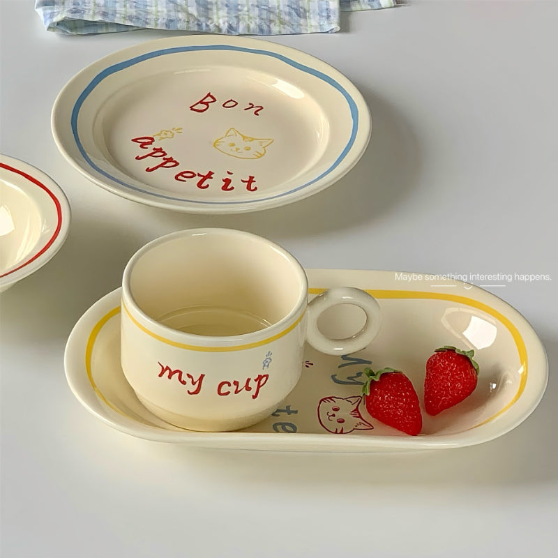 Ceramic Dessert Plate With Illustration