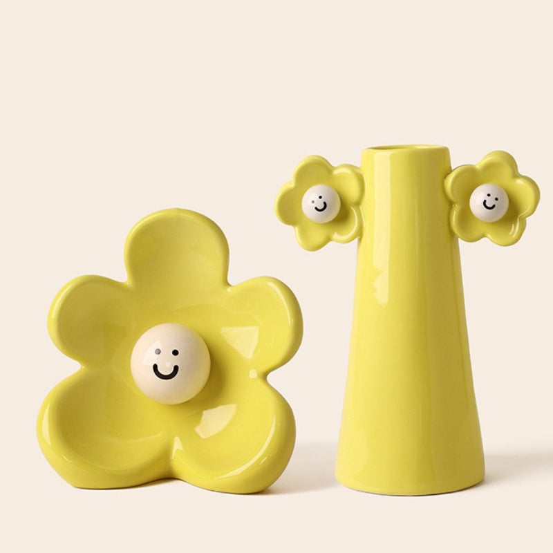 Smiley Face Ceramic Flower Vase - Modomu