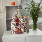 Floral Gingham Canvas Tote