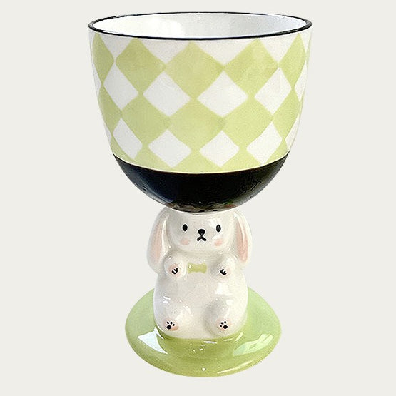 Hand Painted Rabbit Goblet Mug - Modomu