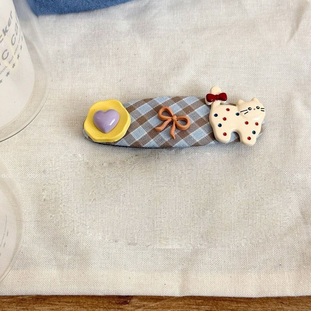Plaid Kitten Snap Hair Clip