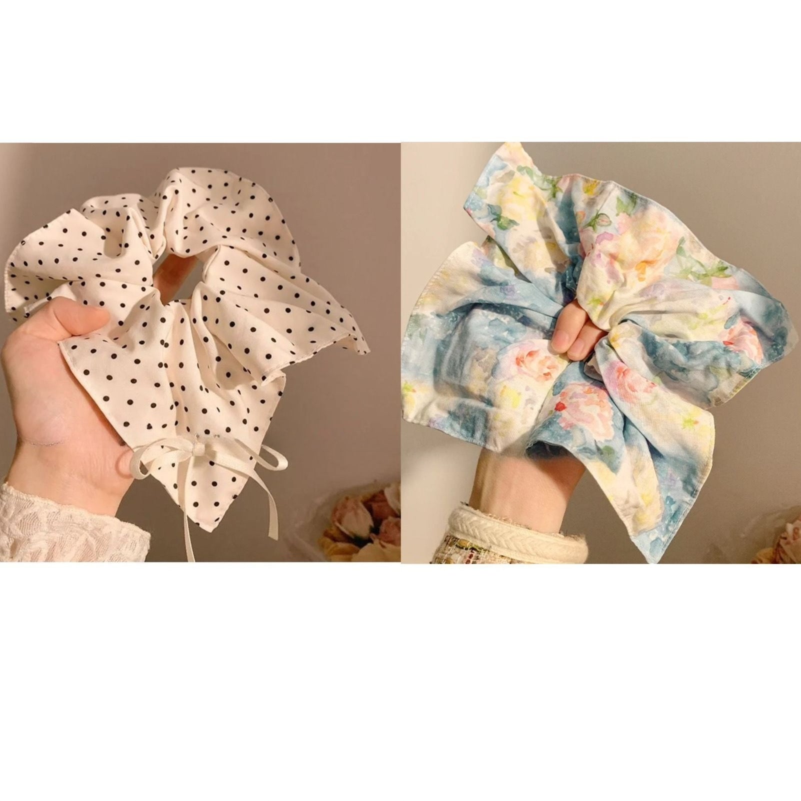 Plaid Hair Scrunchie Scarf Set - Modomu