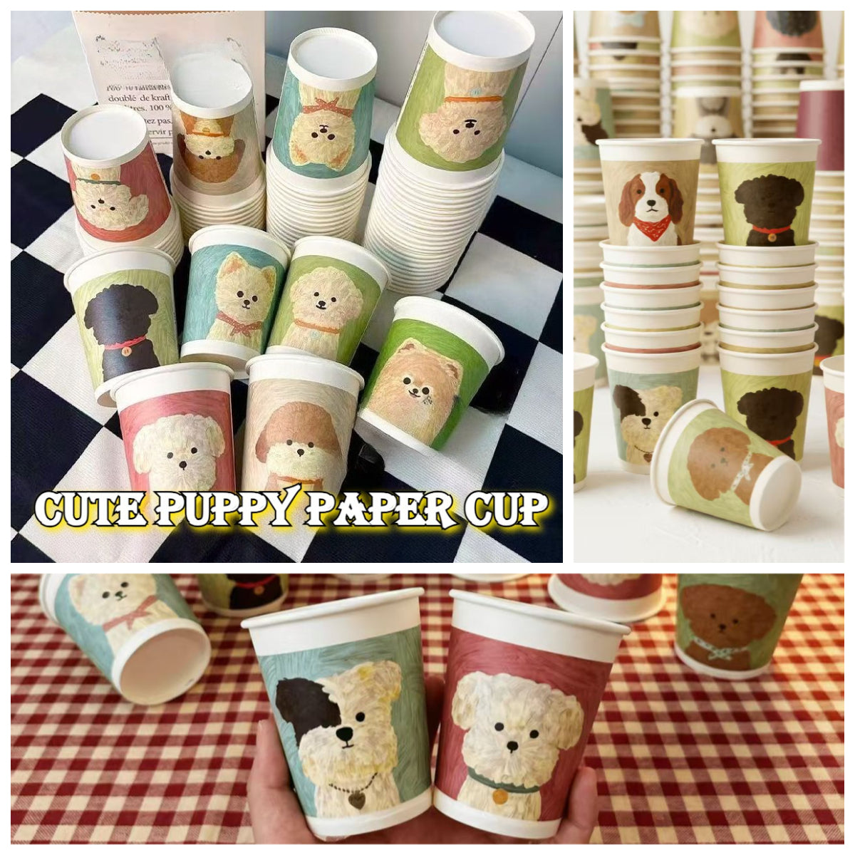Puppy Art Disposable Paper Cups