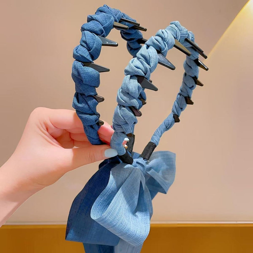 Denim Ribbon Twist Headband