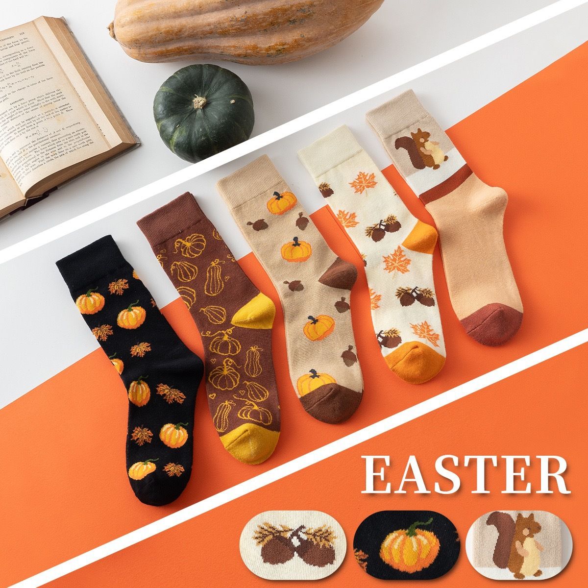 Autumn Pumpkin Crew Socks