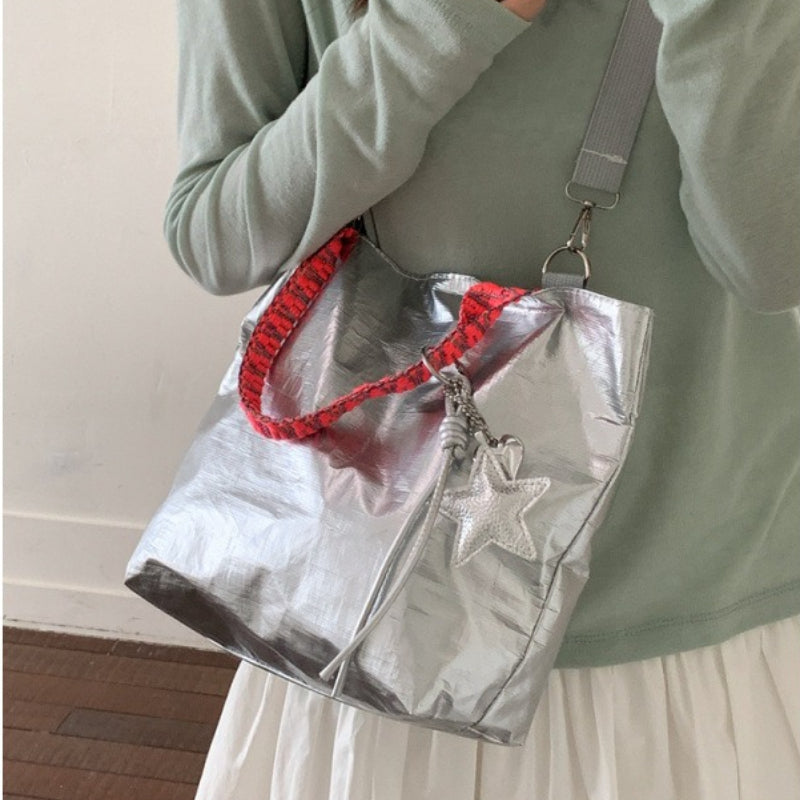 Metallic Crinkle Tote