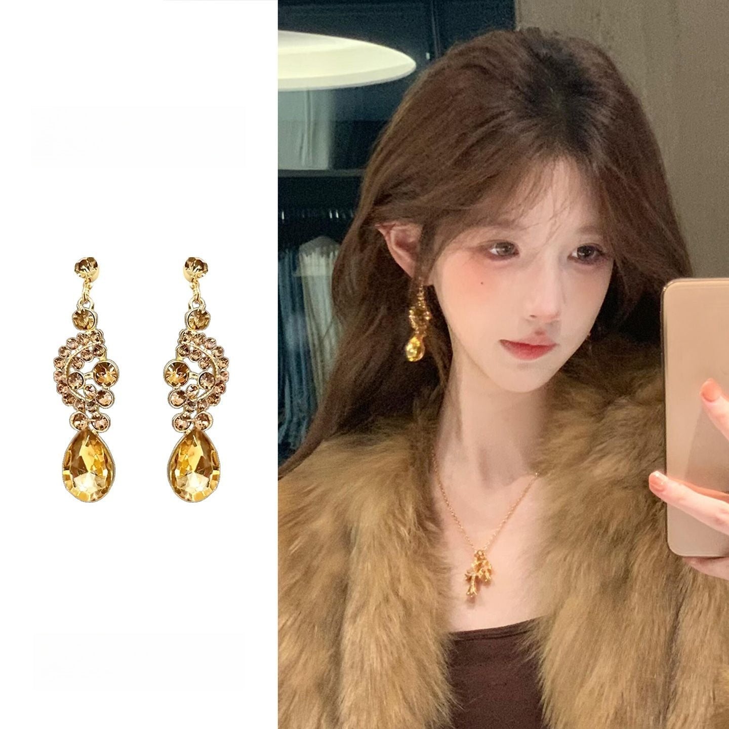 Shimmering Teardrop Statement Necklace - Modomu