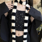 Striped Plush Skinny Scarf