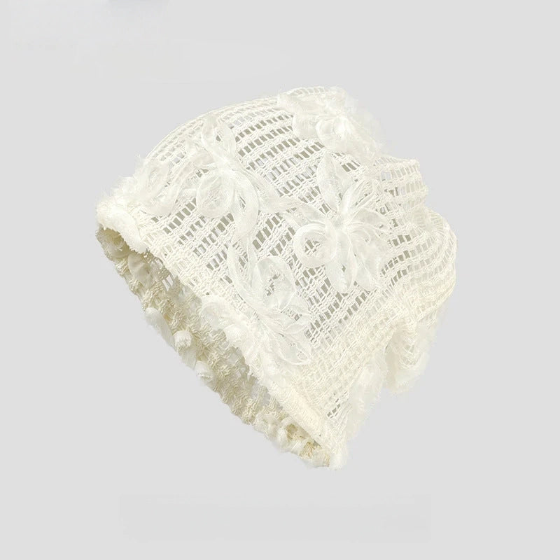 Knit Floral Hat with Textured Pattern - Modomu