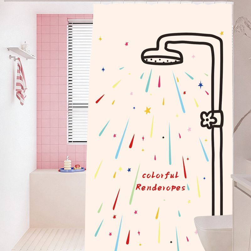 Rainbow Shower Print Curtain