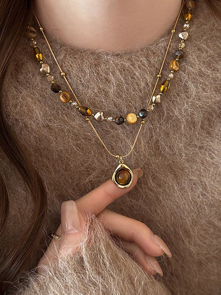 Beaded Necklace With Layered Detail - Modomu