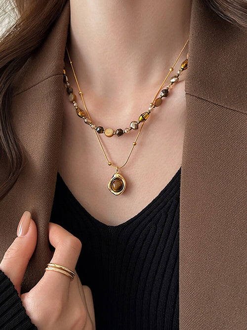 Beaded Necklace With Layered Detail - Modomu