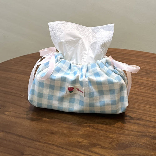 Plaid Desktop Tissue Storage Bag - Modomu