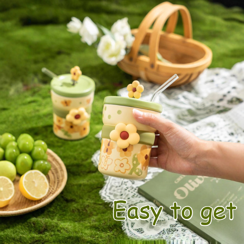 Pastoral Ceramic Mug With Lid