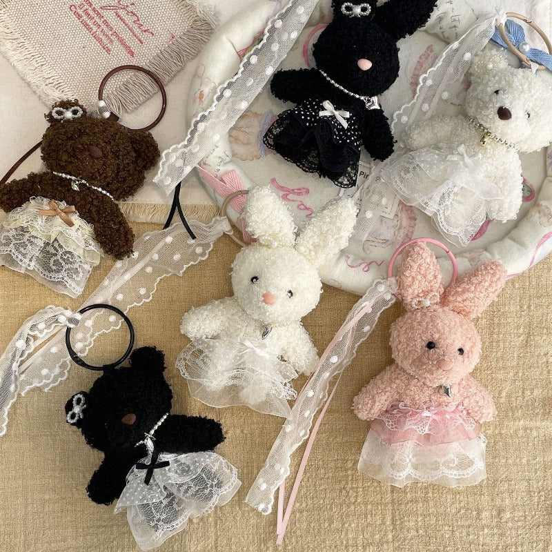 Plush Bunny Bear Doll Keychain
