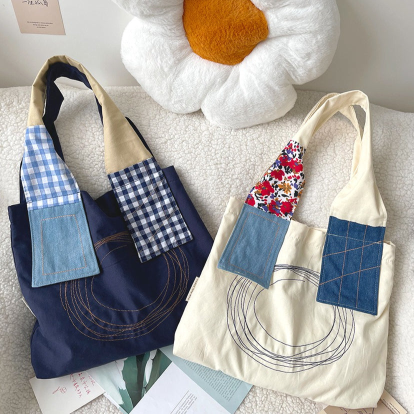 Canvas Shoulder Tote Patchwork