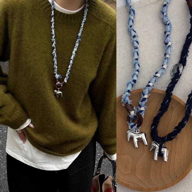 Woven Rope Trojan Horse Necklace