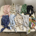 Cotton Linen Floral Square Scarf - Modomu
