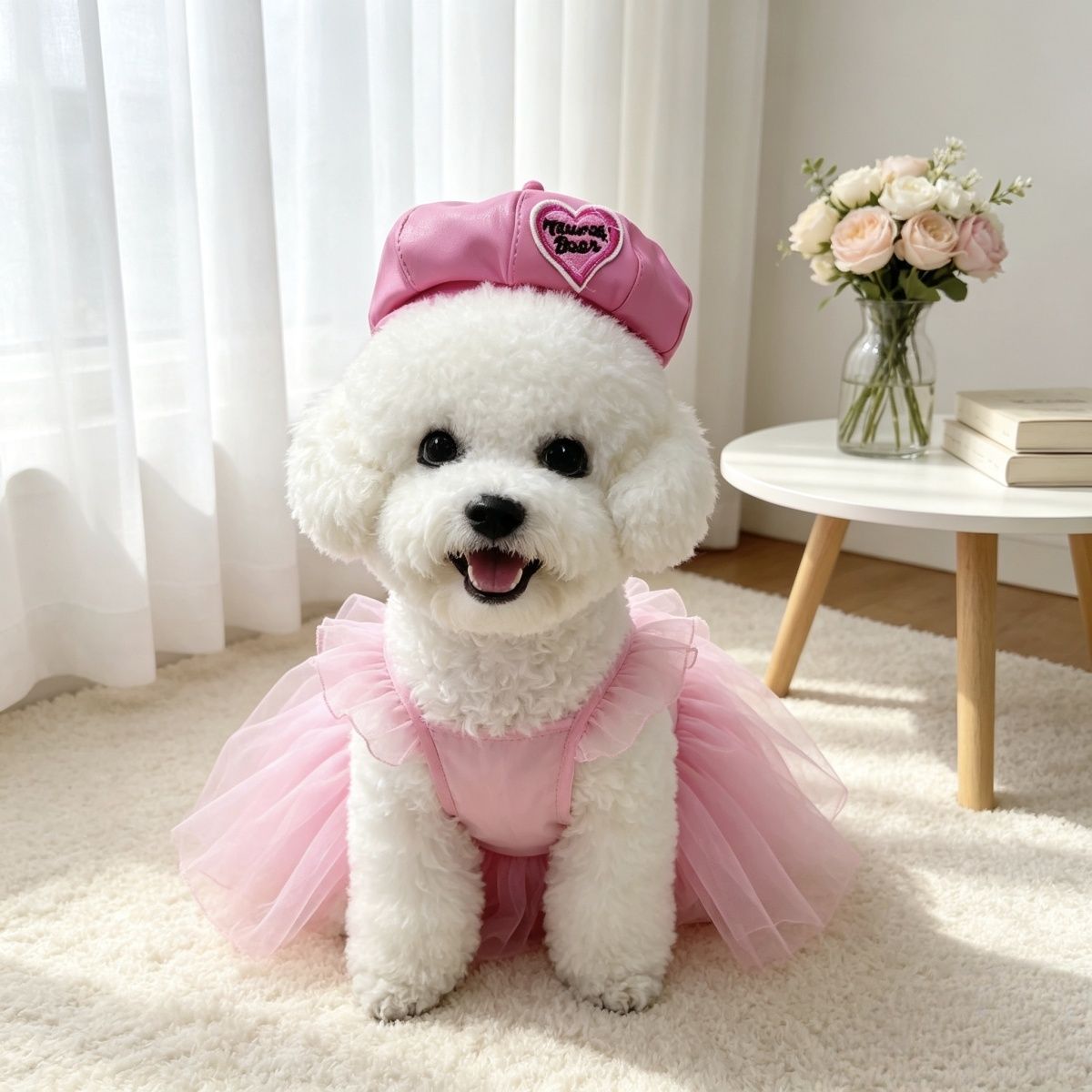 Faux Leather Pet Beret Hat