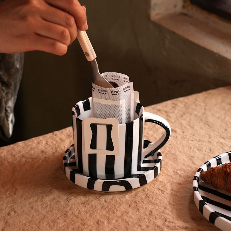 Hand-Painted Striped Ceramic Mug