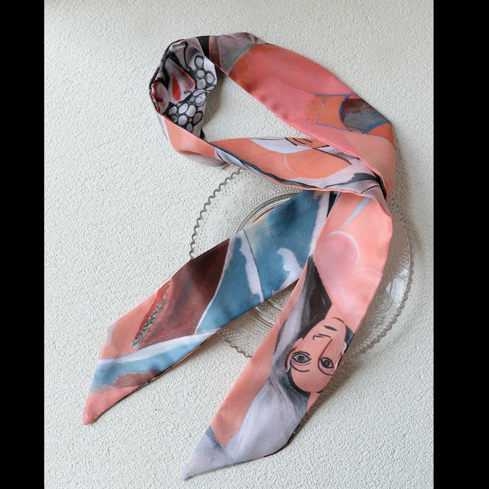 Art Print Narrow Silk Tie