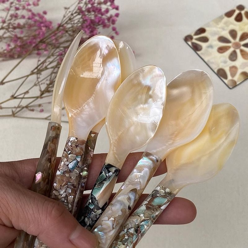 Mother-of-Pearl Mosaic Serving Spoon