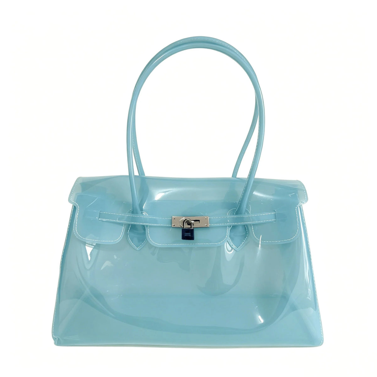 Oversized Padlock Jelly Tote - Pink