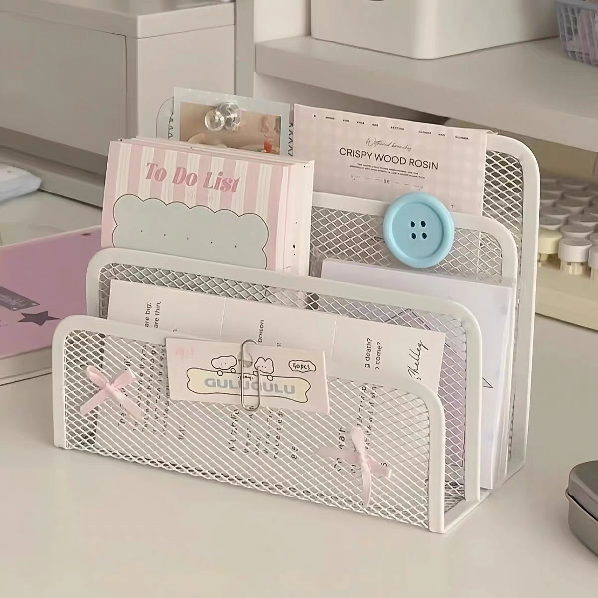 Mesh Desktop File Organizer Rack
