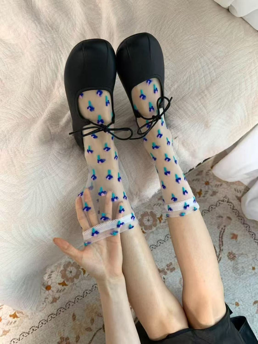 Sheer Stripe Slouch Crew Socks