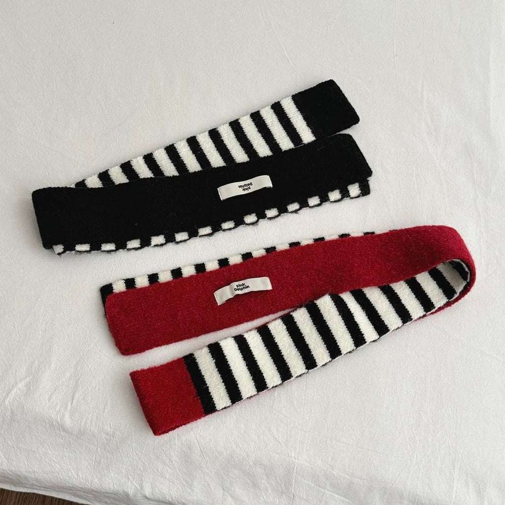Striped Knit Student Scarf - Modomu