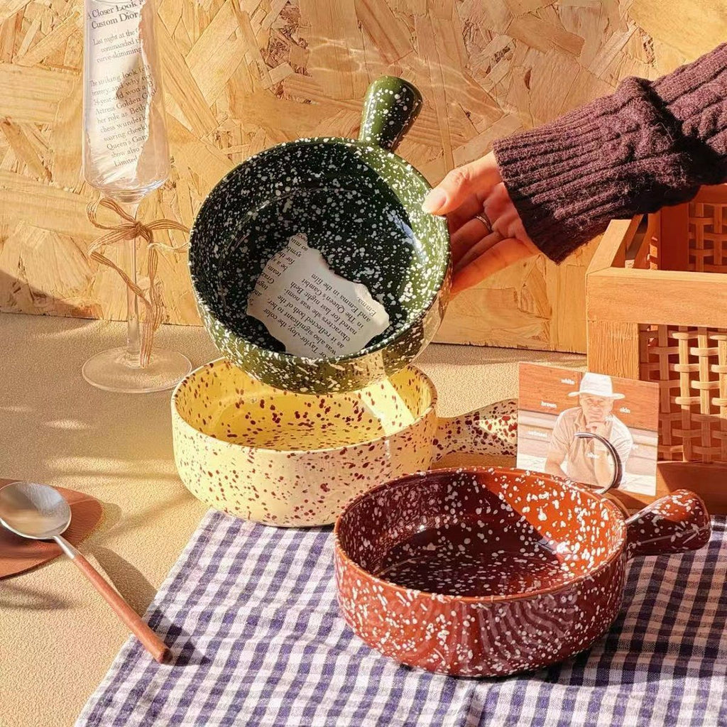 Ink Splatter Handled Noodle Bowl